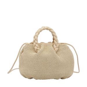 Hereu Women Medium Raffia Soft Bombom Handbag